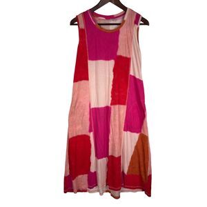 LOGO Lori Goldstein Pink Orange Colorblock Sleeveless Dress Women's XS